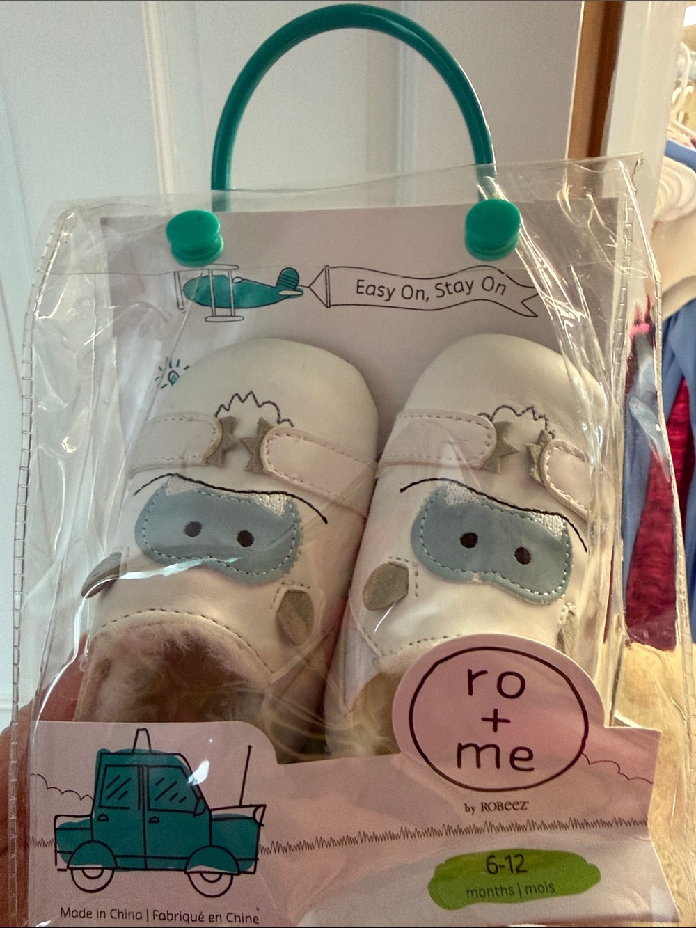 White Baby Shoes with Blue Face Detail
